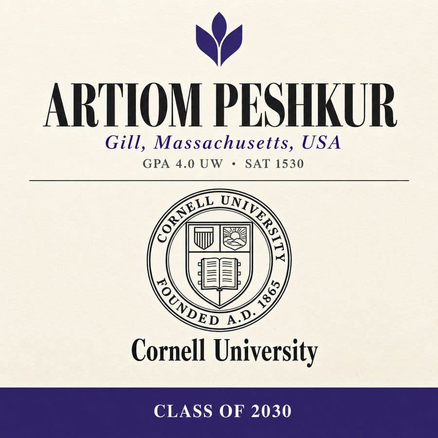 Artiom — admitted to Cornell