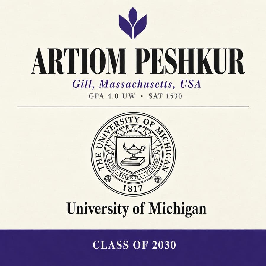 Artiom — admitted to Michigan