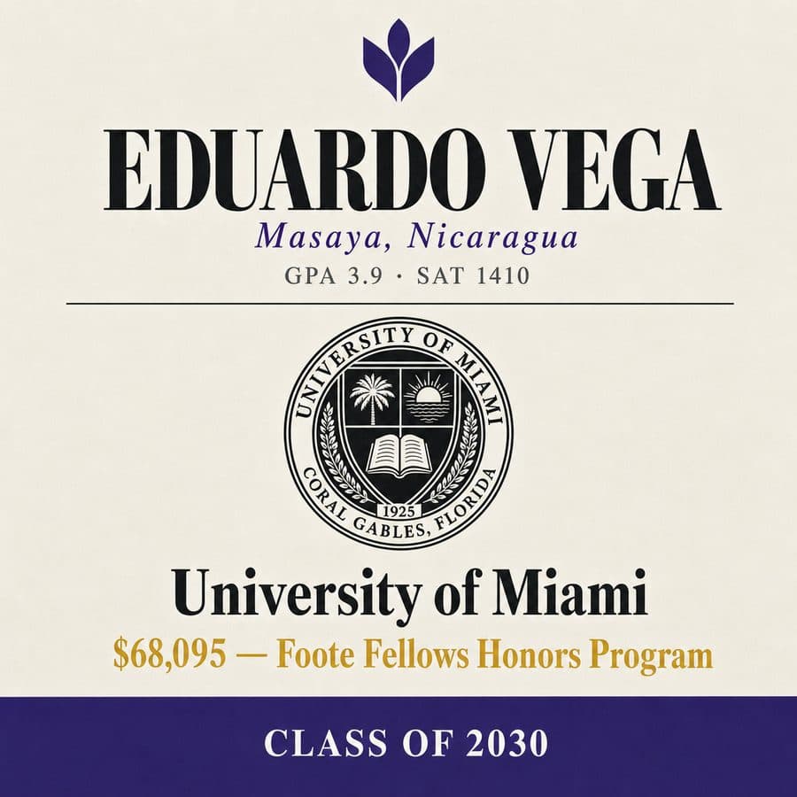 Eduardo — admitted to Miami (Foote Fellow)