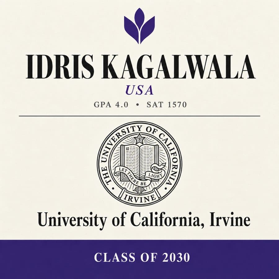 Idris — admitted to UC Irvine