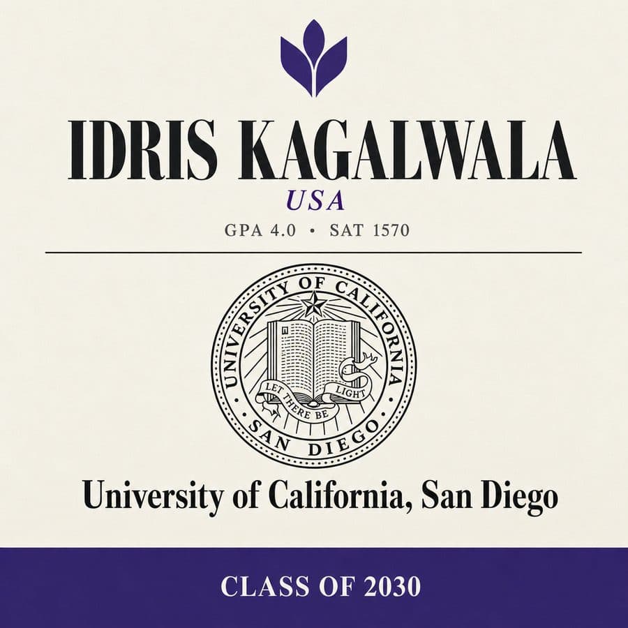 Idris — admitted to UC San Diego