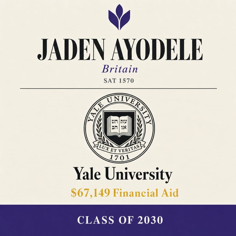 Jaden — admitted to Yale