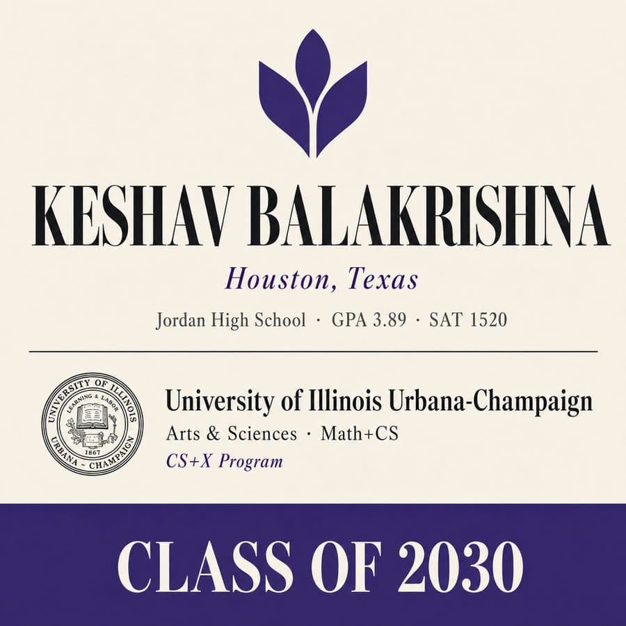 Keshav — admitted to UIUC (CS + X)